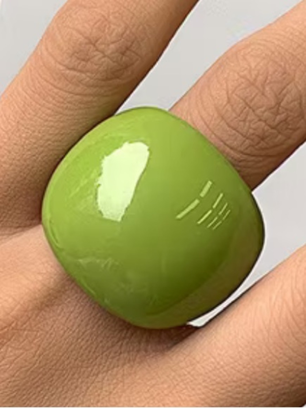 Green Dome Resin Acrylic Statement Ring